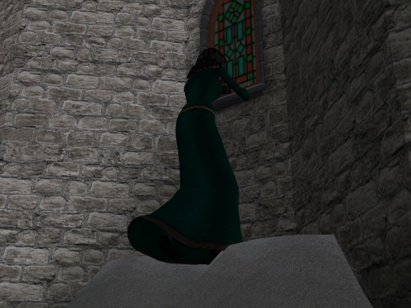 She grasped the sill in both hands and leaned up to the window.