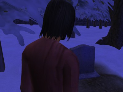 He stood before the girl's grave.