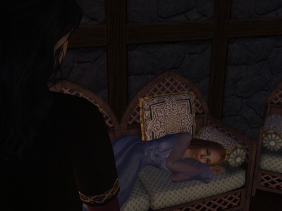 Sigefrith found Eadgith sleeping on the couch before a dying fire.