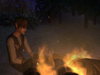 Vash enjoying a fire.