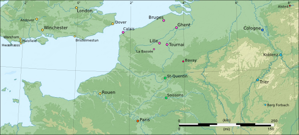 Map of Flanders and surrounding regions